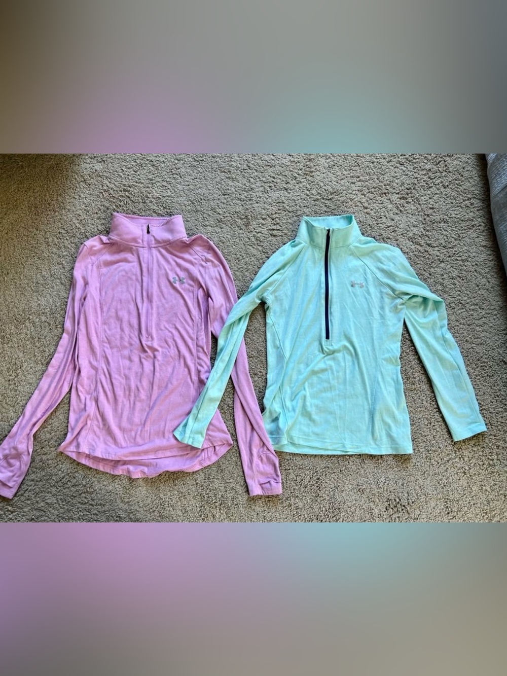 Two Under Armour Athletic Long
Sleeve 1/2 Zip Tops Size XS